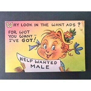 Vintage Postcard Tichnor Quality Views Help Wanted Want Ads Blank ephemera
